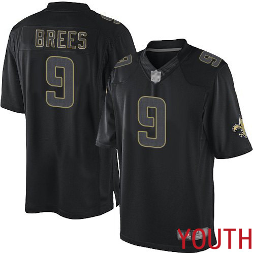 New Orleans Saints Limited Black Youth Drew Brees Jersey NFL Football #9 Impact Jersey